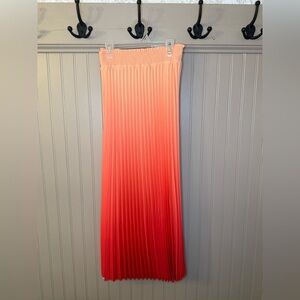 Pink Lily Ombre Pleated Maxi Skirt | Smocked Waist | Peach Coral Red | NWOT